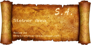 Stetner Anna névjegykártya