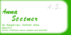 anna stetner business card
